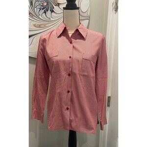 Rena Rowan 100%  Red Silk Long Sleeve Shirt 10P Petite